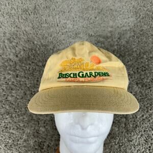 VINTAGE Busch Gardens Hat Mens One Size Beige Green Tampa Florida Snapback